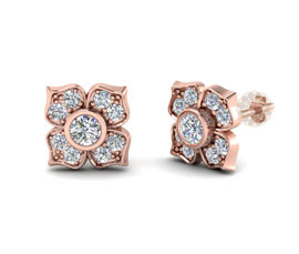 Vogue Crafts and Designs Pvt. Ltd. manufactures Rose Gold Flower Earrings at wholesale price.